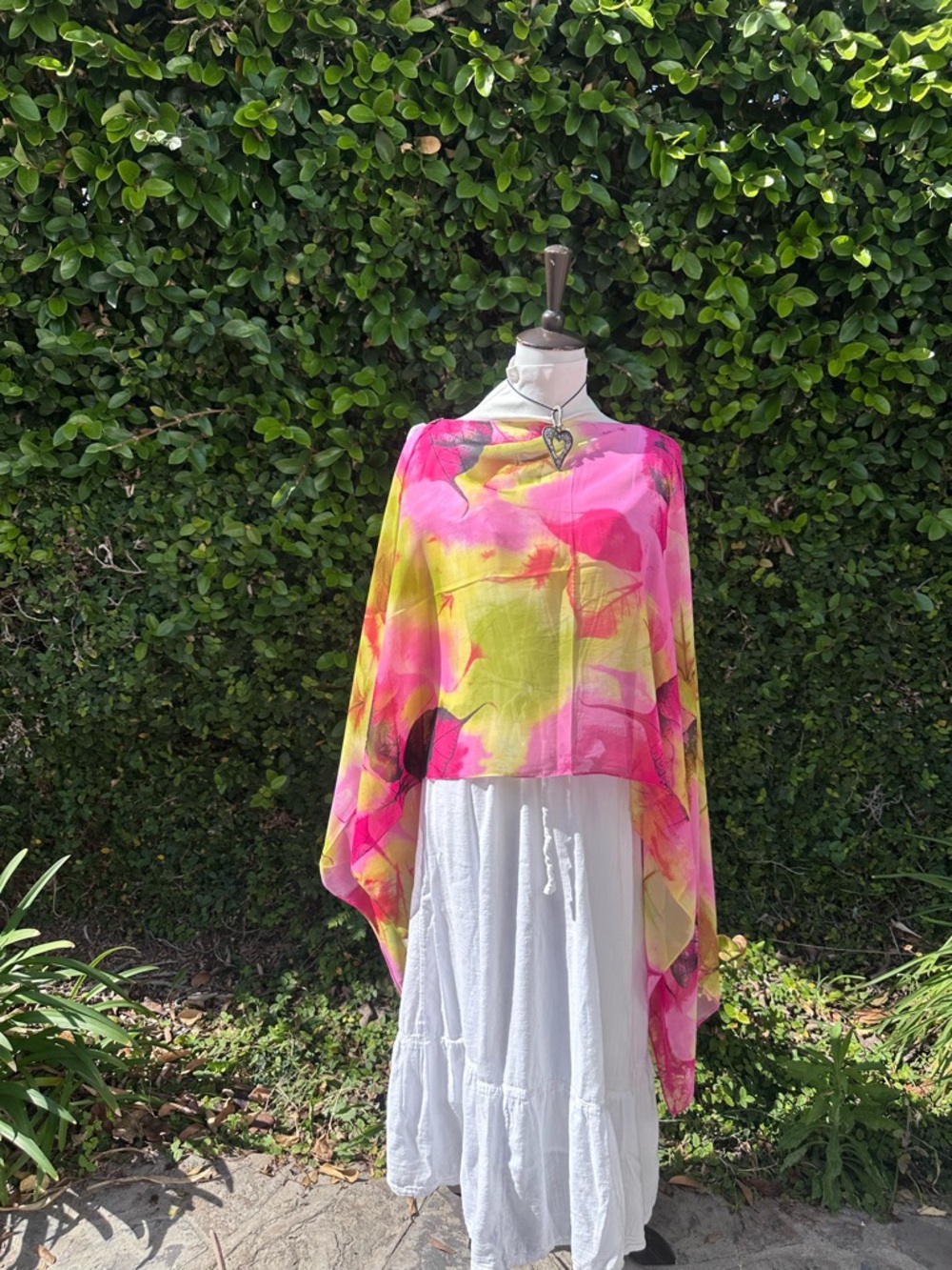 Bright Pink & Lime Watercolor Kimono Top